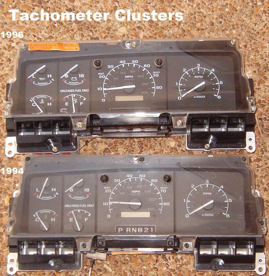 clusters94-96.jpg Tach Clusters

SOLD '96 has 107207.8 miles calibrated to 9.67 with 6 lockouts left (E 08 6, 967CAL).

SOLD '94 has 292981.2 miles calibrated to 9.18 with 6 lockouts left (E 08 6, 918CAL).