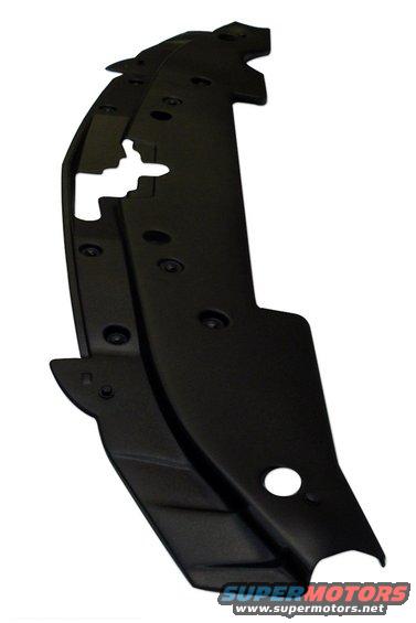 Black plastic automotive underbody shield with mounting holes