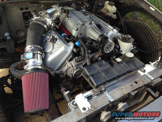 Supercharged engine with K&N air filter and aluminum radiator