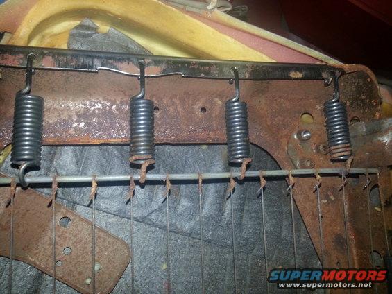 close-up of rusty seat springs and frame