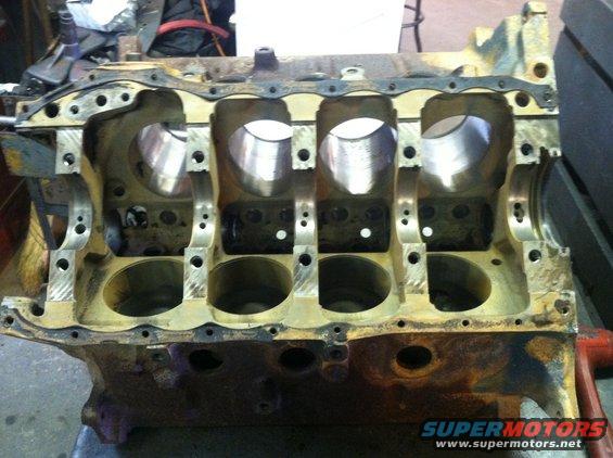 Engine block with cylinder bores visible