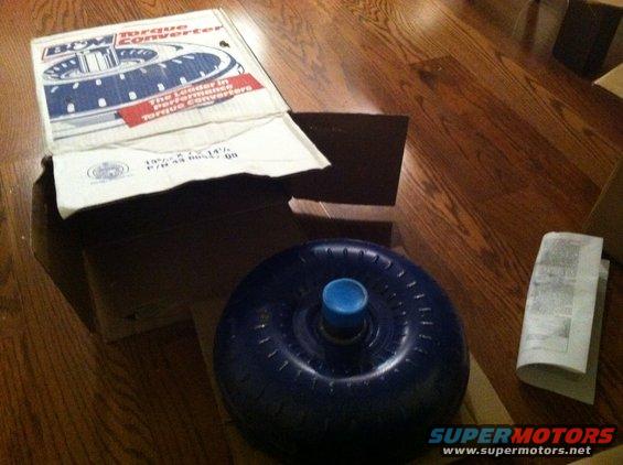 B&M Torque Converter in its box, with the converter itself visible outside the box