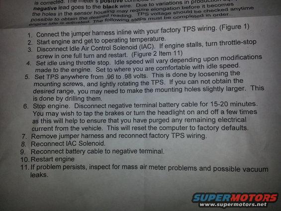 Document with numbered instructions for throttle body adjustment, including figures