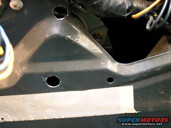 A better overview of the 2 wholes drilled out.
