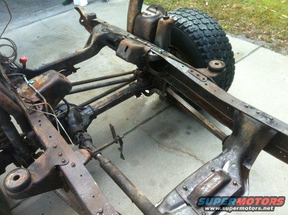 Vehicle frame and suspension with a tire visible