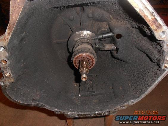 Transmission bell housing interior with input shaft splines visible