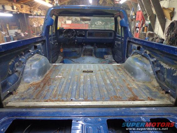 1979 Ford Bronco interior and bed, stripped down for restoration