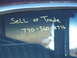 1971 Ford Ranchero - Handwritten message on a vehicle window reads 'Sell or Trade' with a phone number for inquiries.