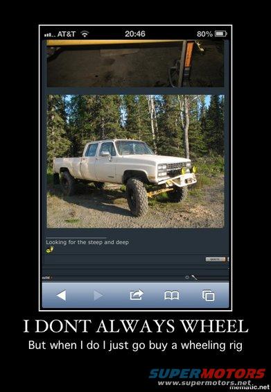 White pickup truck with lifted suspension and off-road tires, 3q-front view