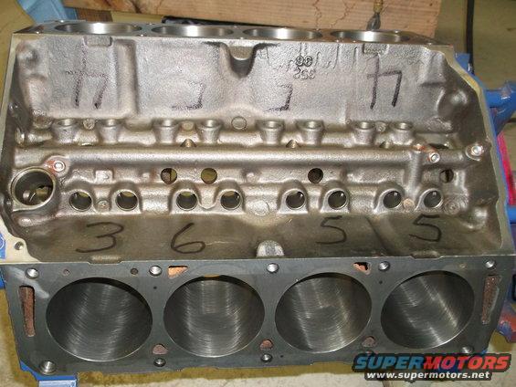 Engine block with cylinder bores and numbered markings