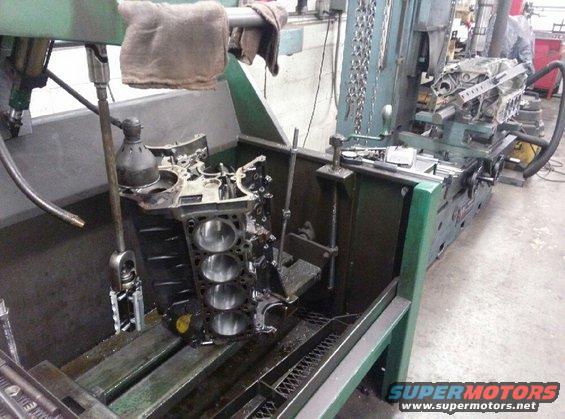 engine block being machined on a metalworking machine