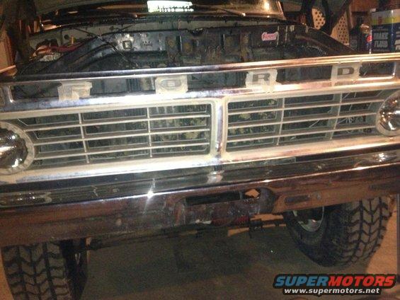 1970 Ford F-250 grille with chrome bumper and large tires
