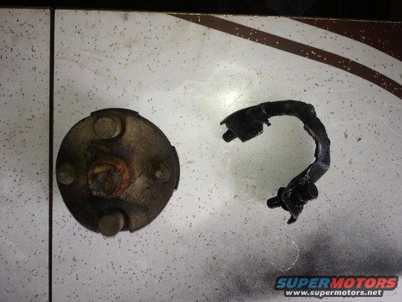Brake drum and broken caliper bracket