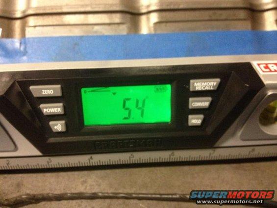 Craftsman digital level showing 5.4 degrees on a ruler with SuperMotors logo