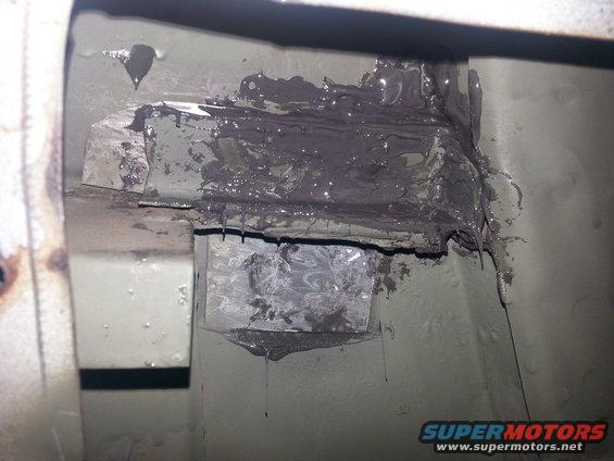 20140111_113525.jpg top reinforcement panel in place I put as much cold weld in there as possible.