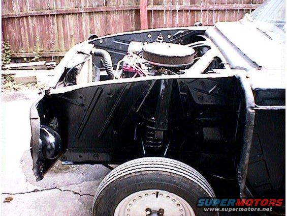 1960 Ford Falcon engine bay with V8 engine and air cleaner
