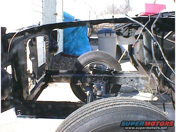 Car frame and front wheel of a disassembled vehicle