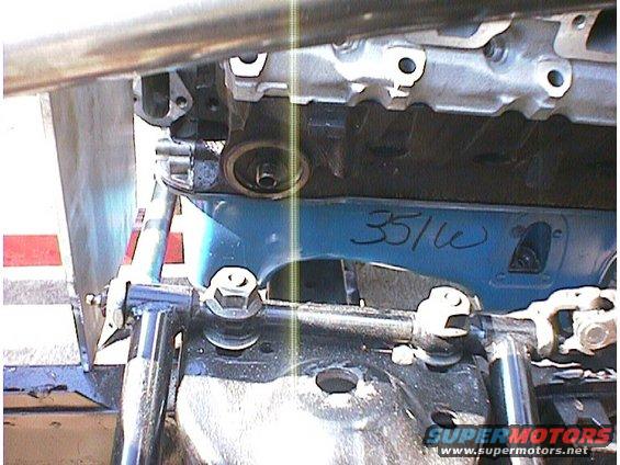Engine bay with "351w" written on blue metal