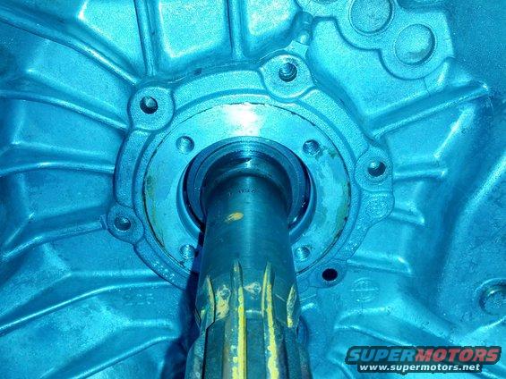 Close-up of a transmission input shaft going into its housing