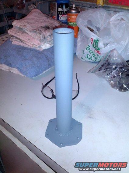 Painted metal pipe with flange