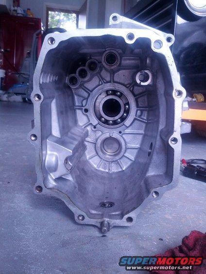 Transmission casing with internal bearings and gears visible