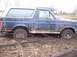1987 Ford Bronco - This 1987 Ford Bronco is deeply stuck in thick mud, with its wheels submerged and the chassis resting on the ground.