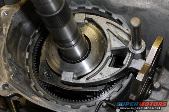 Close-up of transfer case internals with gears and shafts