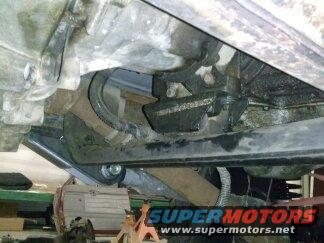 Underside view of vehicle drivetrain components