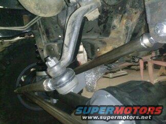 Close-up of steering linkage and suspension components, possibly from a truck or SUV. Watermark reads SUPERMOTORS.COM