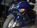 2006 Honda Reflex - Damaged blue scooter front end, showing broken fairing and turn signal.