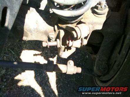 Suspension components and steering linkage on a vehicle, with a SuperMotors logo at the bottom right