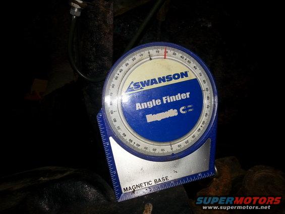 Swanson angle finder tool with magnetic base, showing a reading around 10 degrees