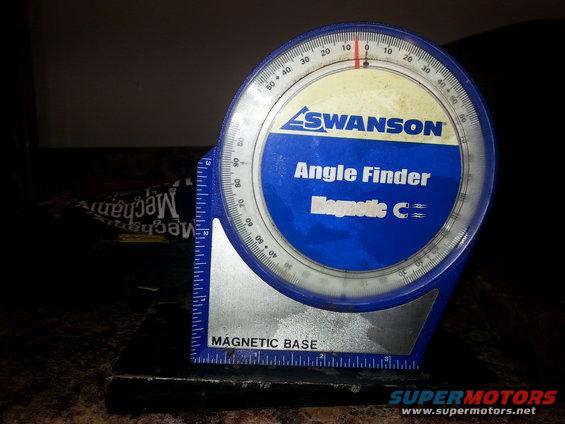 Blue angle finder with magnetic base and degree markings