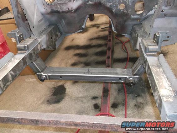Car frame with custom crossmember installed