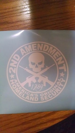 Sticker with skull, crossed rifles, and '2ND AMENDMENT AMERICA'S ORIGINAL HOMELAND SECURITY 1789'