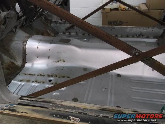 New Dynacorn 1-piece floor pan installed, fits like a glove. We have had NO problems with any of the Dynacorn sheet metal, really nice parts.