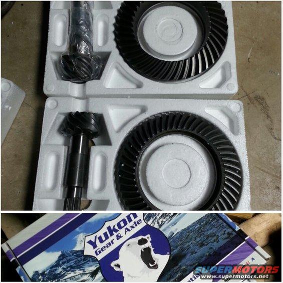 Yukon Gear & Axle differential gears in white foam packaging, with a box showing a polar bear logo