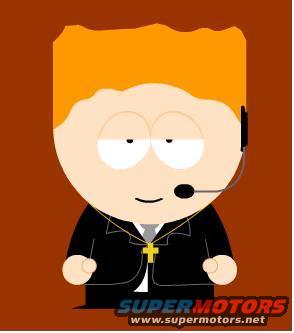 Animated character with headset and cross necklace