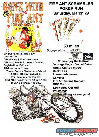 Motorcycle illustration with a skeleton rider and a smaller motorcycle