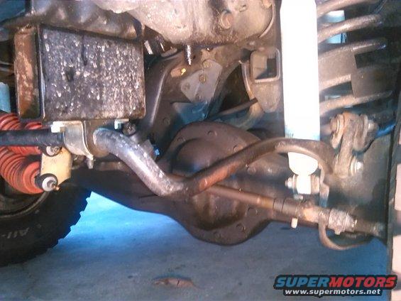 Rear axle assembly with shock absorber and sway bar on a vehicle