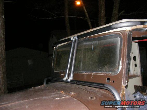 1978 Ford Bronco windshield frame and hood, brown