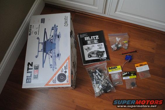 RC car parts and manual for a Blitz ESE