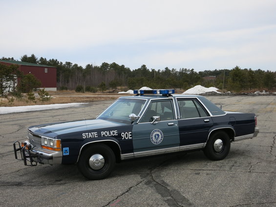 1991 Ford Crown Victoria Massachusetts State Police car parked on asphalt