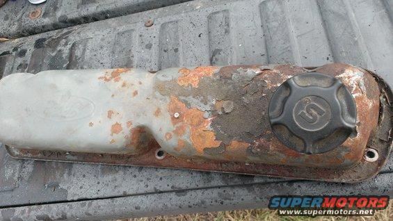 Driver side valve cover before sanding and paint