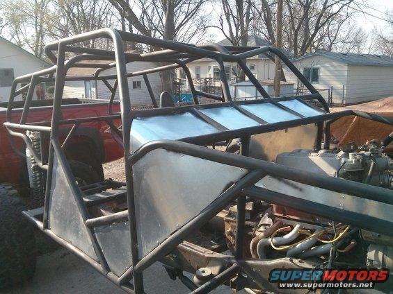 Custom off-road buggy roll cage and engine detail