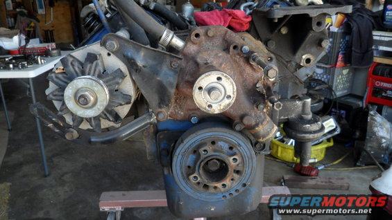 Engine block with alternator and pulley system