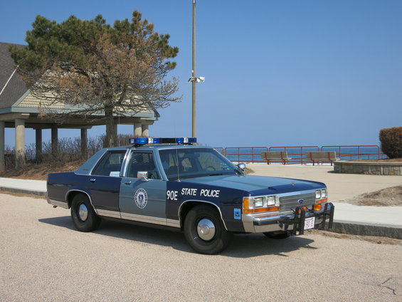 1991 Ford Crown Victoria State Police car parked by the ocean