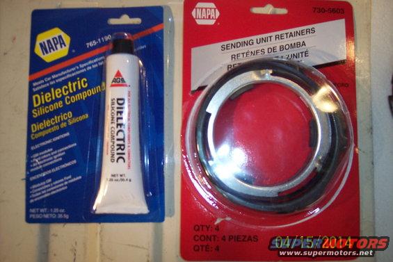 Two NAPA auto parts packages: Dielectric Silicone Compound and Sending Unit Retainers