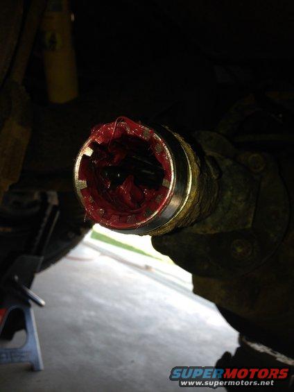 Decided to grease up my rear drive shaft to get rid of the stop and go "clunk" and noticed this. Might need to replace. :(