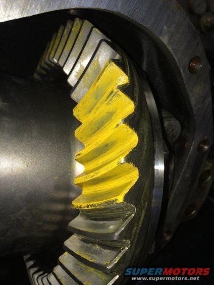 Differential gears with yellow paint markings on teeth